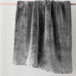 West Elm Faux Fur Chinchilla Throw Slate 47x60